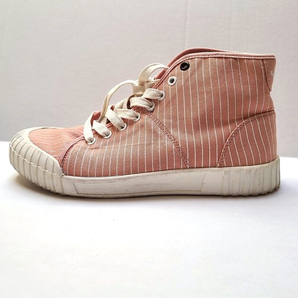 Good News Shoes Hurler Canvas Stripe Hi-tops Unisex Sustainable Sneakers UK 11 - Picture 2 of 8